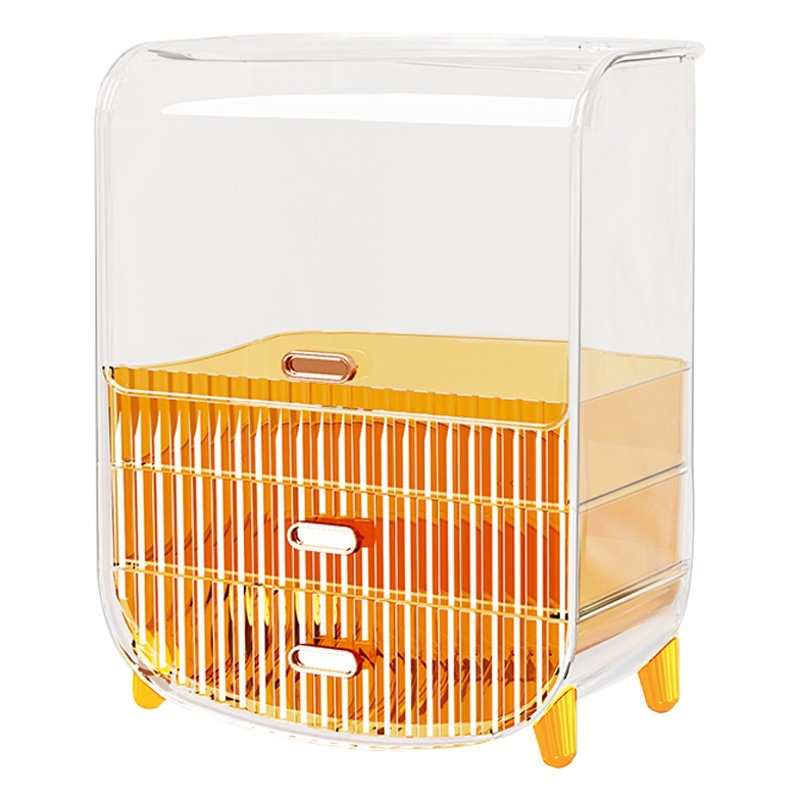 Caja cosmética transparente de lujo ligero con tapa caja de almacenamiento a prueba de polvo joyería de escritorio de almacenamiento ceja lápiz en polvo pastel lápiz labial caja de acabado