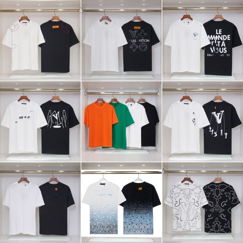 High-Quality Authentic Lv T-Shirt Summer Round Neck Pure Cotton Short Sleeve L Full Print Embroidery Collection Foreign Trade Cross-Border Unisex Style High-Quality Authentic Lv T-Shirt Summer Round Neck Pure Cotton Short Sleeve L Full Print Embroidery Collection Foreign Trade Cross-Border Unisex Style