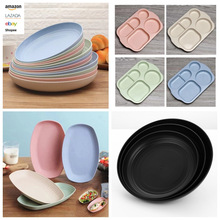 亚马逊小麦秸秆20盘23盘25盘水果盘菜盘家用盘北欧塑料跨境餐托盘
