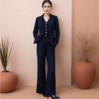 【羊毛混纺】西装马甲三件套讲师主持职业通勤商务工作西服套装女