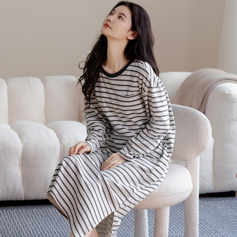 春秋款睡裙女2025新款纯棉长袖全棉卡通宽松中长款女士睡衣秋冬季|undefined