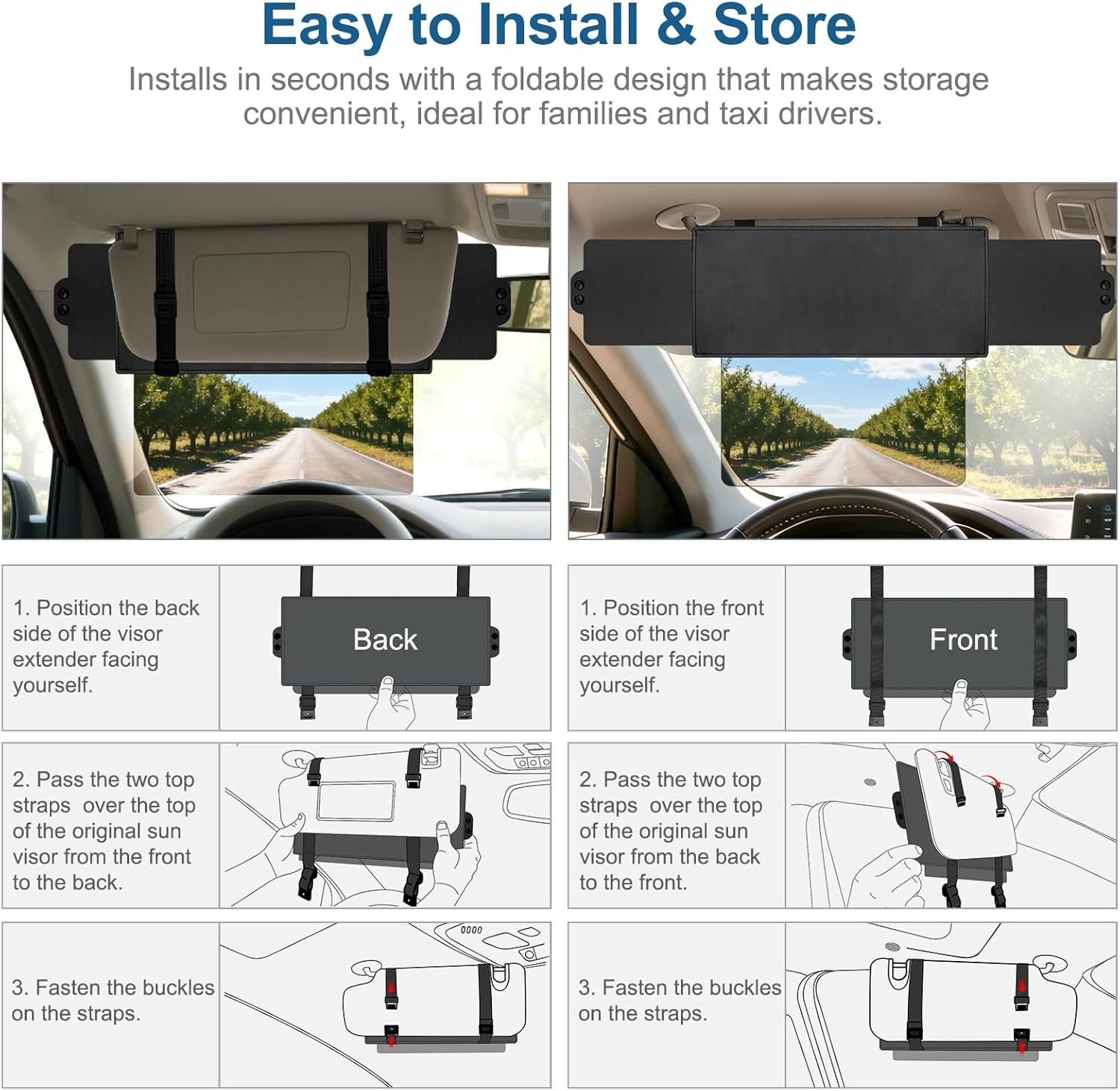 Cross-Border Hot-Selling Retractable Car Sunshade, Adjustable Sun Visor, Anti-Glare Sun Shield, Three-Sided Light-Blocking Sunshade