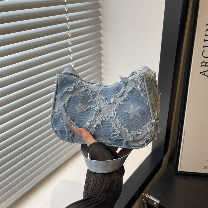 2025 Gradient Star Jeans Design Chain Shoulder Bag Bags Jeans al por mayor desde 1 pieza