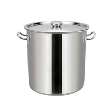 1V0H批发特厚不锈钢桶商用带盖大汤桶加厚圆水桶加深复底大汤锅电