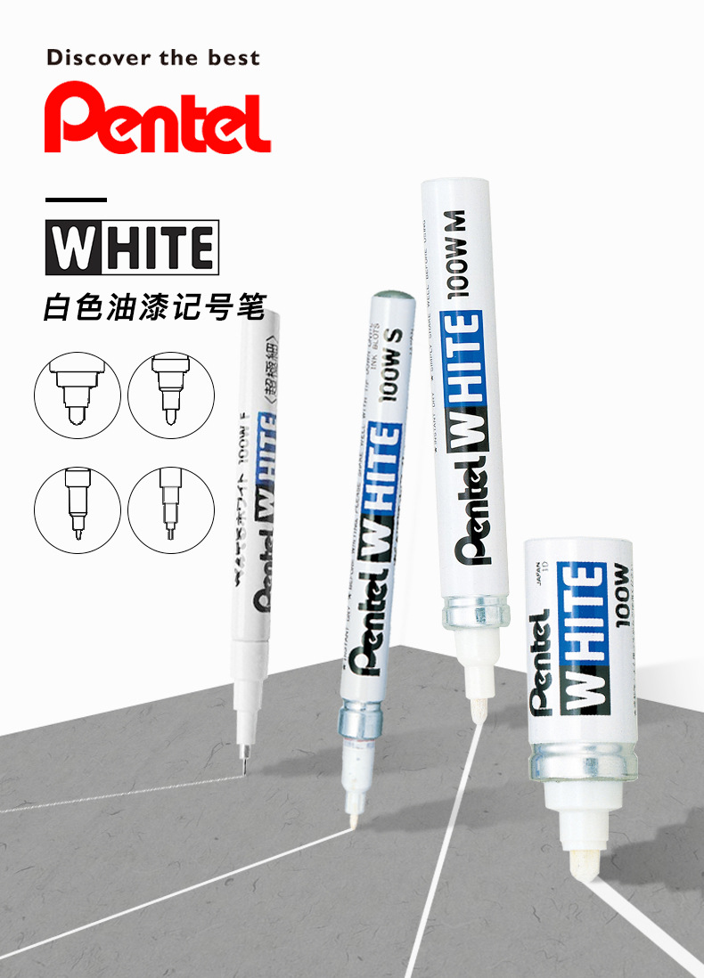 Pentel-White Paint Marker para couro de vidro