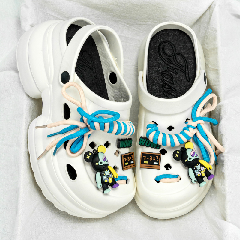 Sweet Cool Style High-top Cave Shoes Colorful Strap Women's Outer Wear Summer Baotou Sandals and Slippers Thick Sole Breathable Slippers