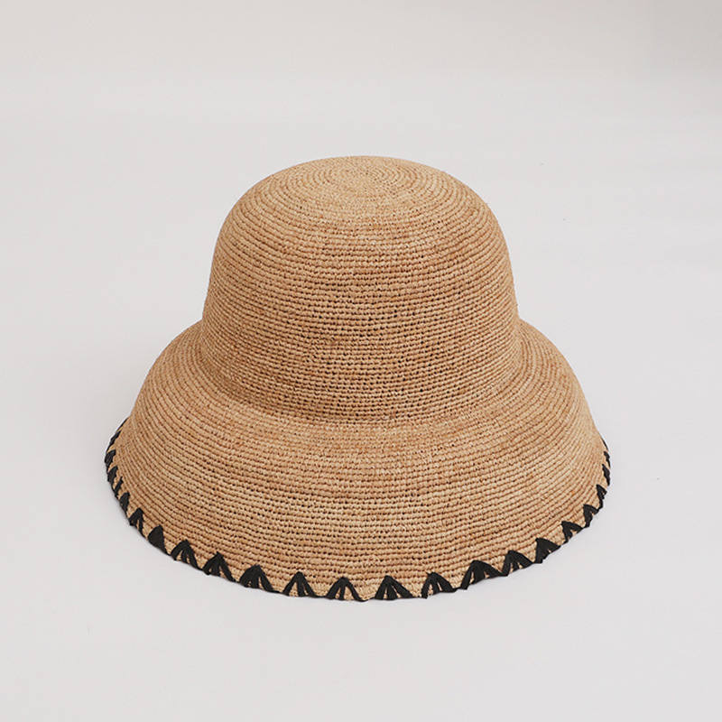 Fine Lafite Straw Hat Women's Sunshade Sun Protection Hepburn Japanese Style Sun Hat Retro Straw Woven Fisherman Hat Dome Cap Fine Lafite Straw Hat Women's Sunshade Sun Protection Hepburn Japanese Style Sun Hat Retro Straw Woven Fisherman Hat Dome Cap