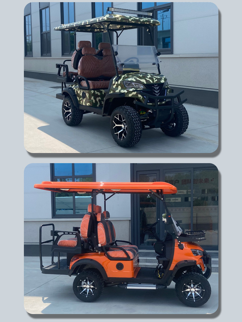 4+2-seater golf cart for export, lithium battery/lead-acid model, tourist attraction shuttle vehicle, electric golf cart