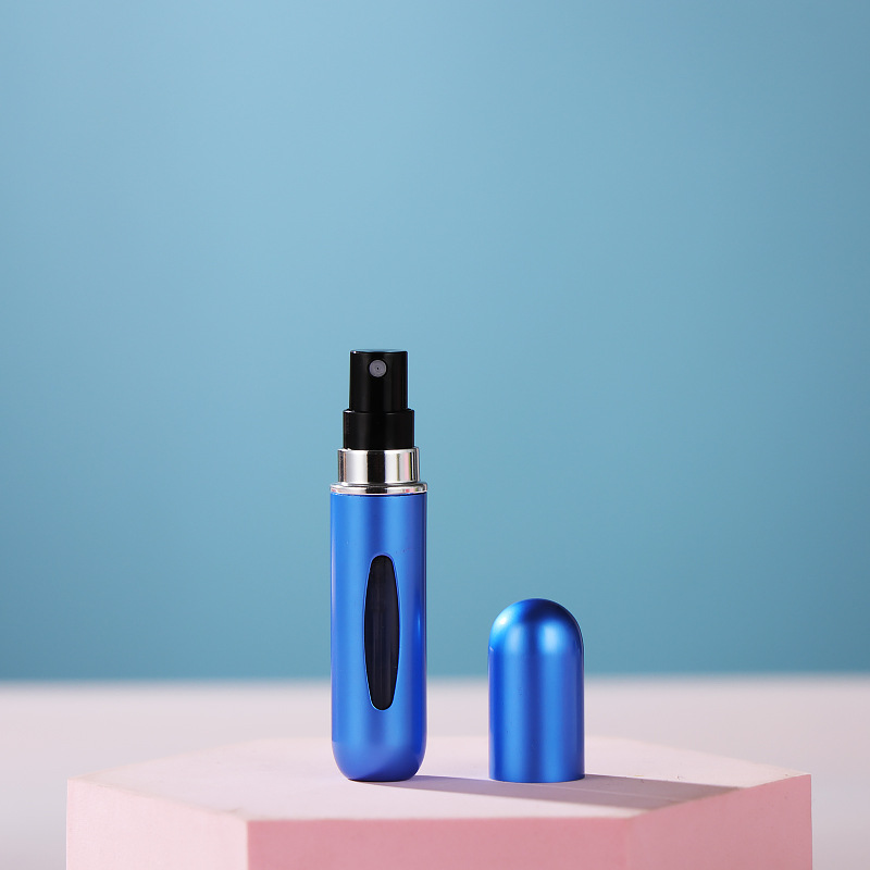 En stock nuevo 5ml de llenado de fondo mini botella de spray botella de perfume de aluminio portátil auto-bomba perfume sub-botella