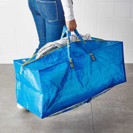 弗拉塔蓝色pp覆膜编织袋折叠便携储物搬家袋船型蛇皮手提袋现货