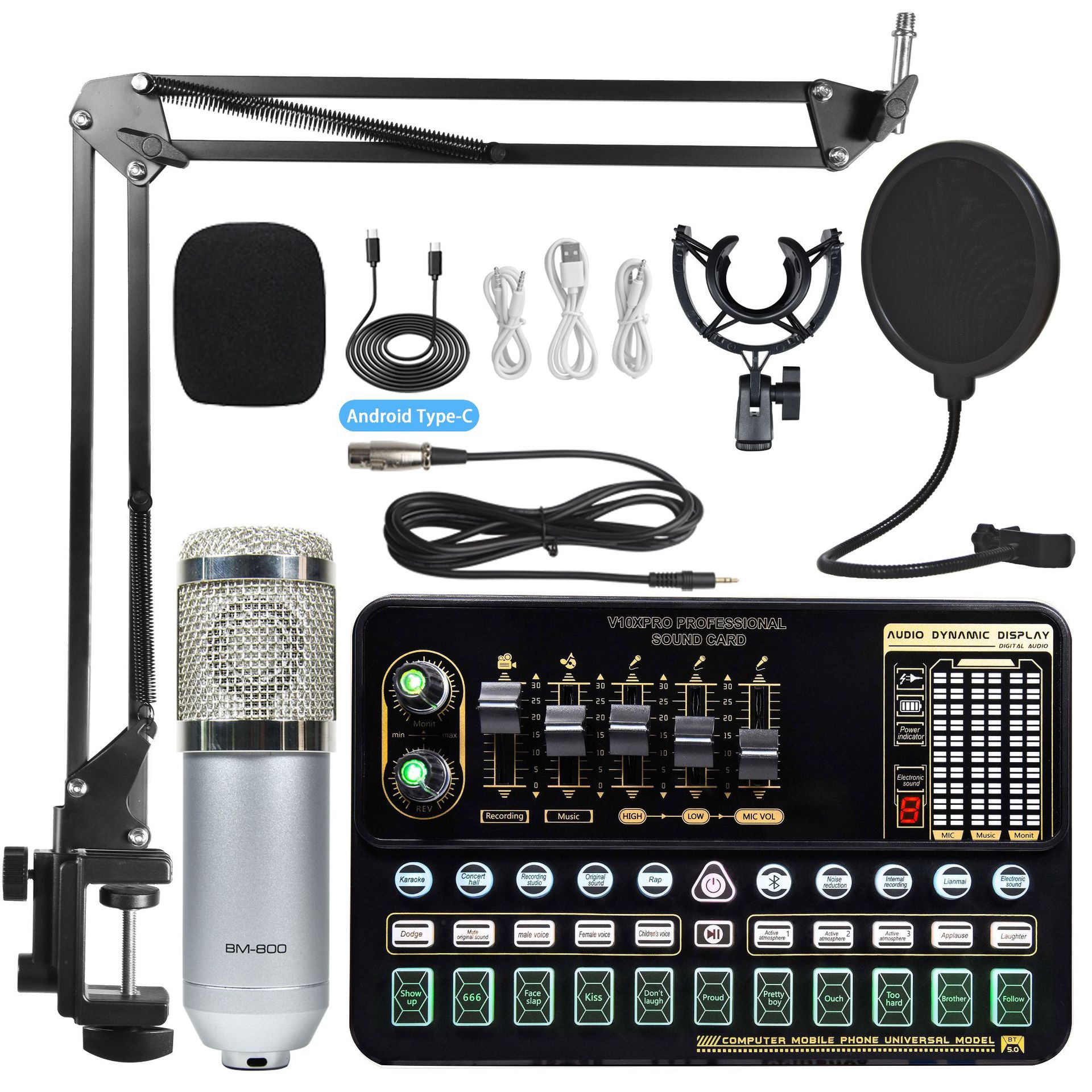 Tarjeta de sonido en vivo micrófono traje teléfono móvil computadora universal karaoke artefacto tarjeta de sonido transmisión en vivo equipo dedicado transfronterizo