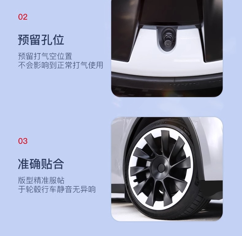 Suitable for Tesla Model Y Wheel Hub Cover 20inch Protective Cover Cyclone Wheel Rim Modification Accessories Black Other