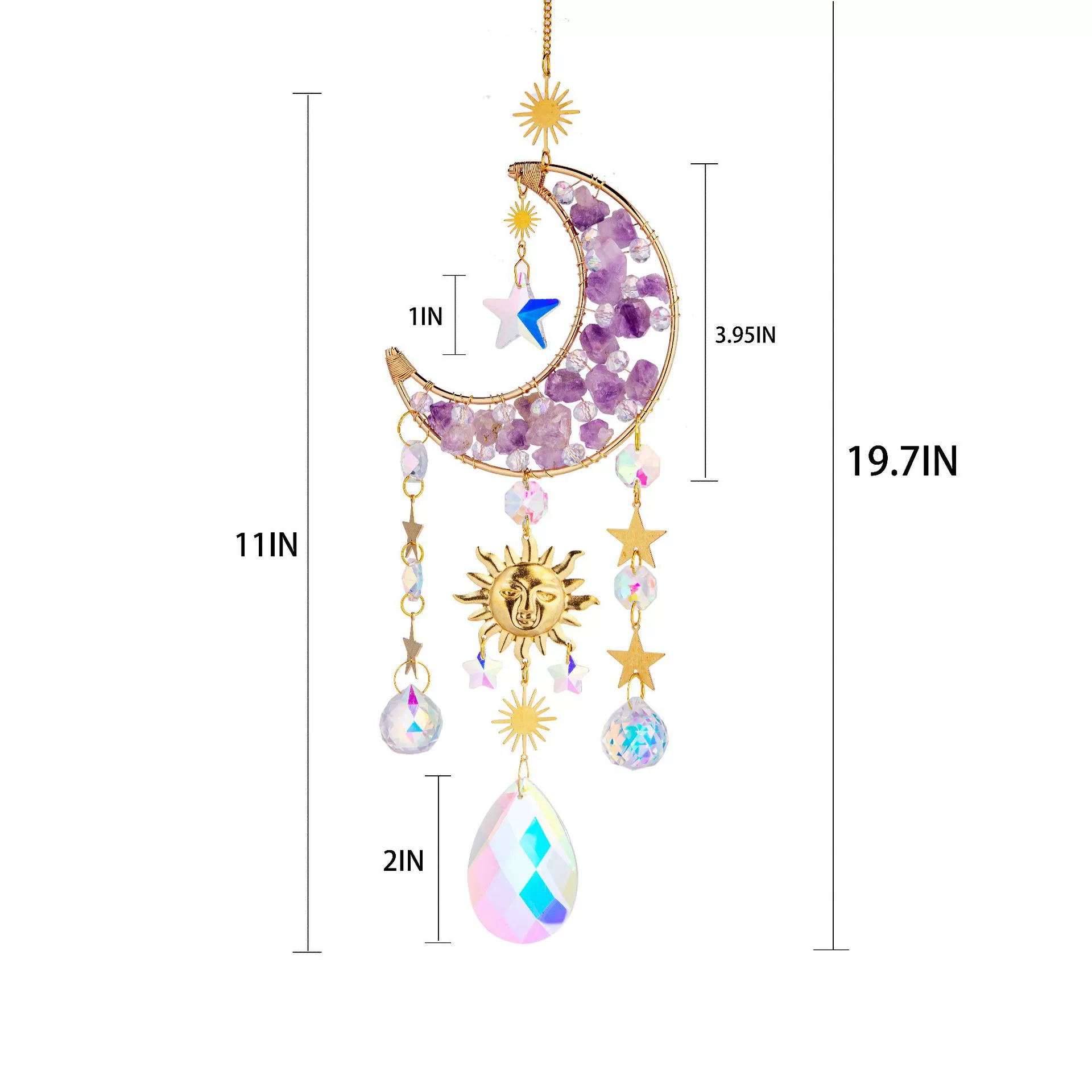 Simple Style Moon Crystal Amethyst Pendant display picture 4
