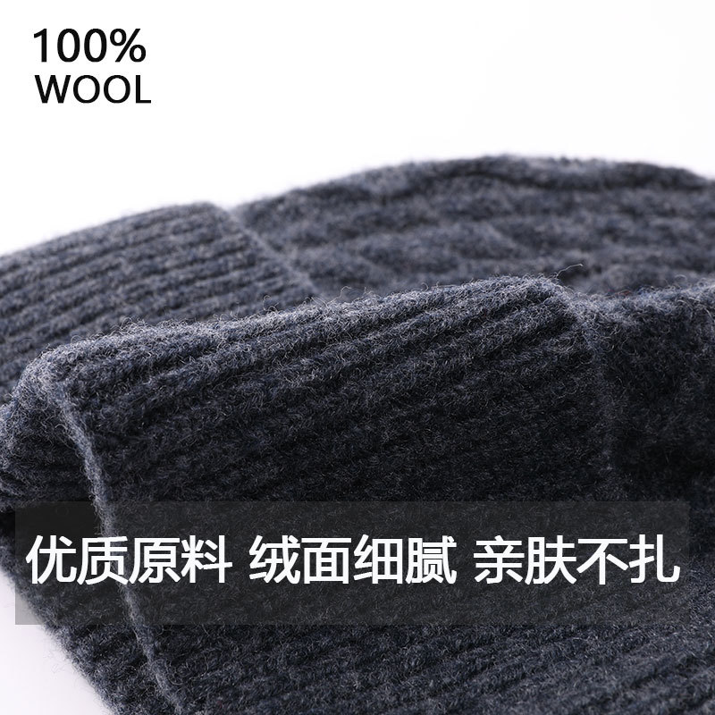 新型100ウールアメリカ毛糸帽子男性冬屋外耳保護保温ニット帽冷帽