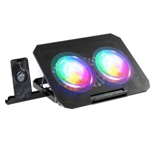 New colorful portable height adjustment with mobile phone stand double fan notebook cooling game base N33