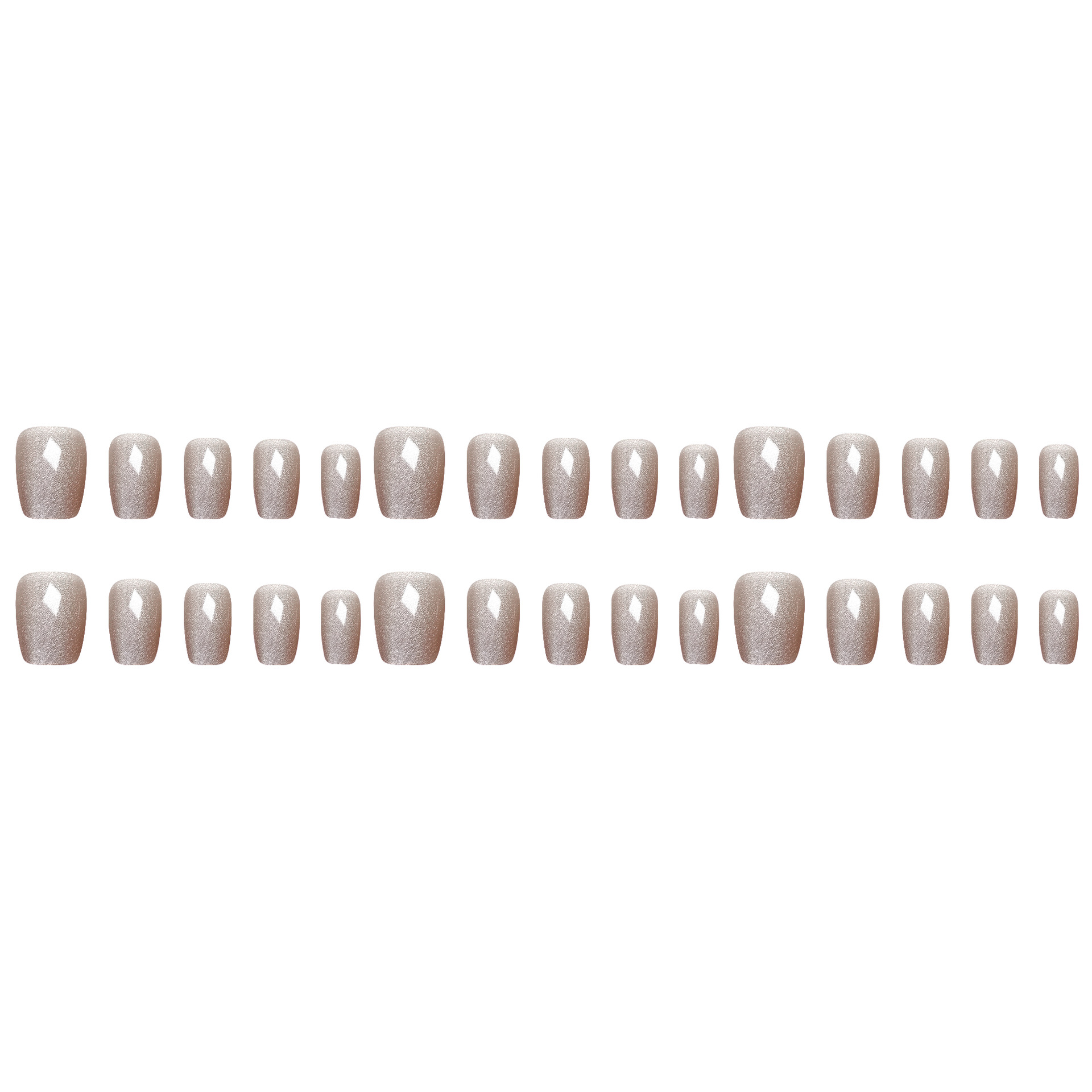 Película de uñas blancas de ojos de gato de color sólido 30 piezas de armadura de desgaste de moda de tamaño dividido Parche de uñas de alta calidad de verano image 6