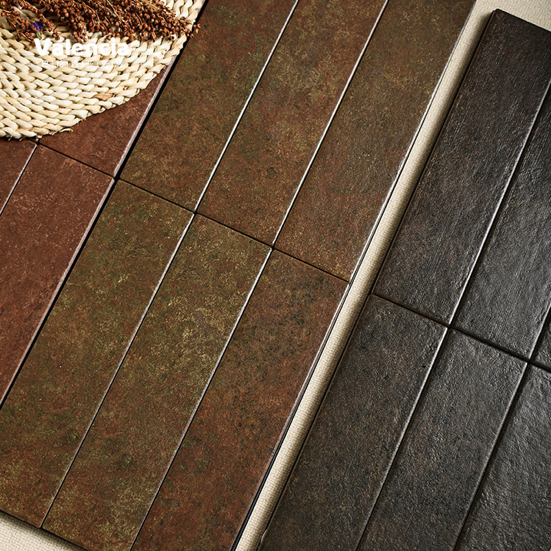 法式复古做旧锈迹长条砖厨房卫生间墙砖咖啡服装店餐饮背景墙地砖