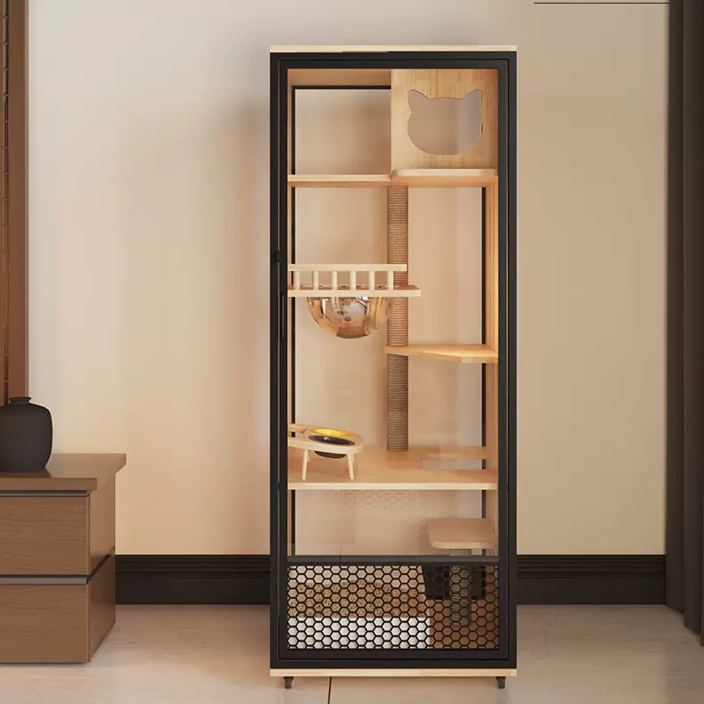 玻璃猫别墅猫房猫舍大型全景豪华超大猫笼猫咪房子定制宠物店猫柜