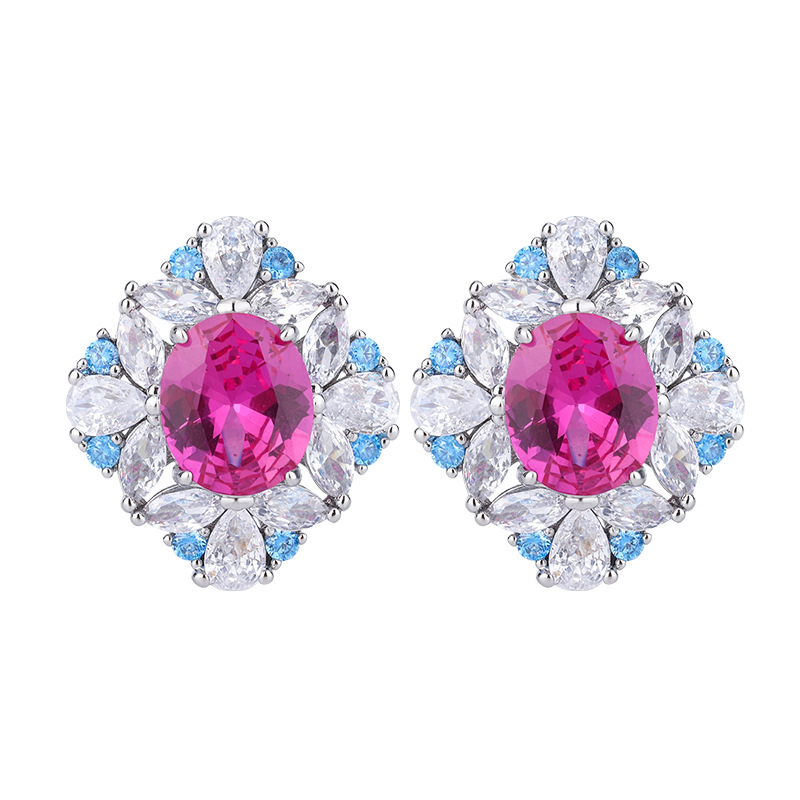 Zhuang Sheng joyería europea y americana popular anillo simulación Rosa rojo corindón temperamento traje femenino 10*12-6*8