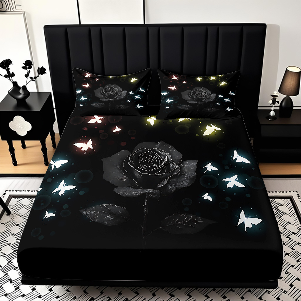 TEMU / JIT serie de flores de rosa multicolor 3D impresión digital set de cama para diseñar el fabricante de la fuente