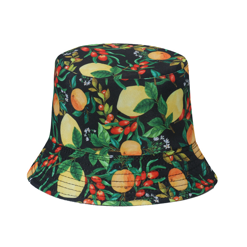 Daily, Street Occasion Cotton Material Women's Casual Streetwear Fruit Flat Eaves Bucket Hat