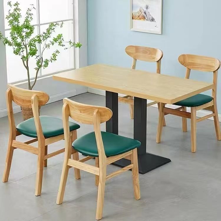 Spicy Hot Pot Fast Food Burger Sushi Restaurant Dumpling Noodle Shop Canteen Snack Milk Tea Shop Solid Wood Fast Food Dining Table and Chair Set