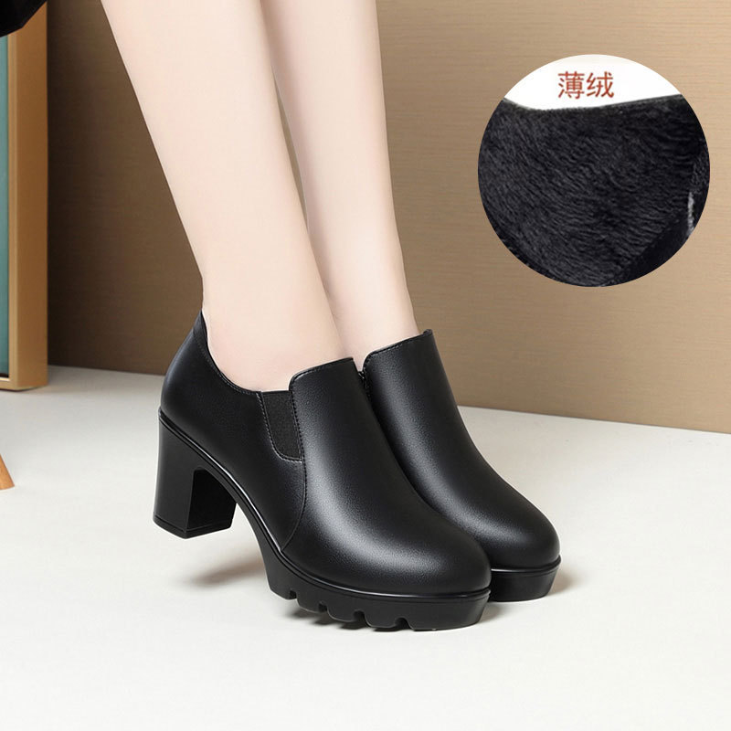 Thick-Soled High-Heeled Short Boots 2026 Spring New Style Autumn and Winter Martin Boots Women's Shoes Soft Leather Thick Heel Waterproof Platform Catwalk Shoes