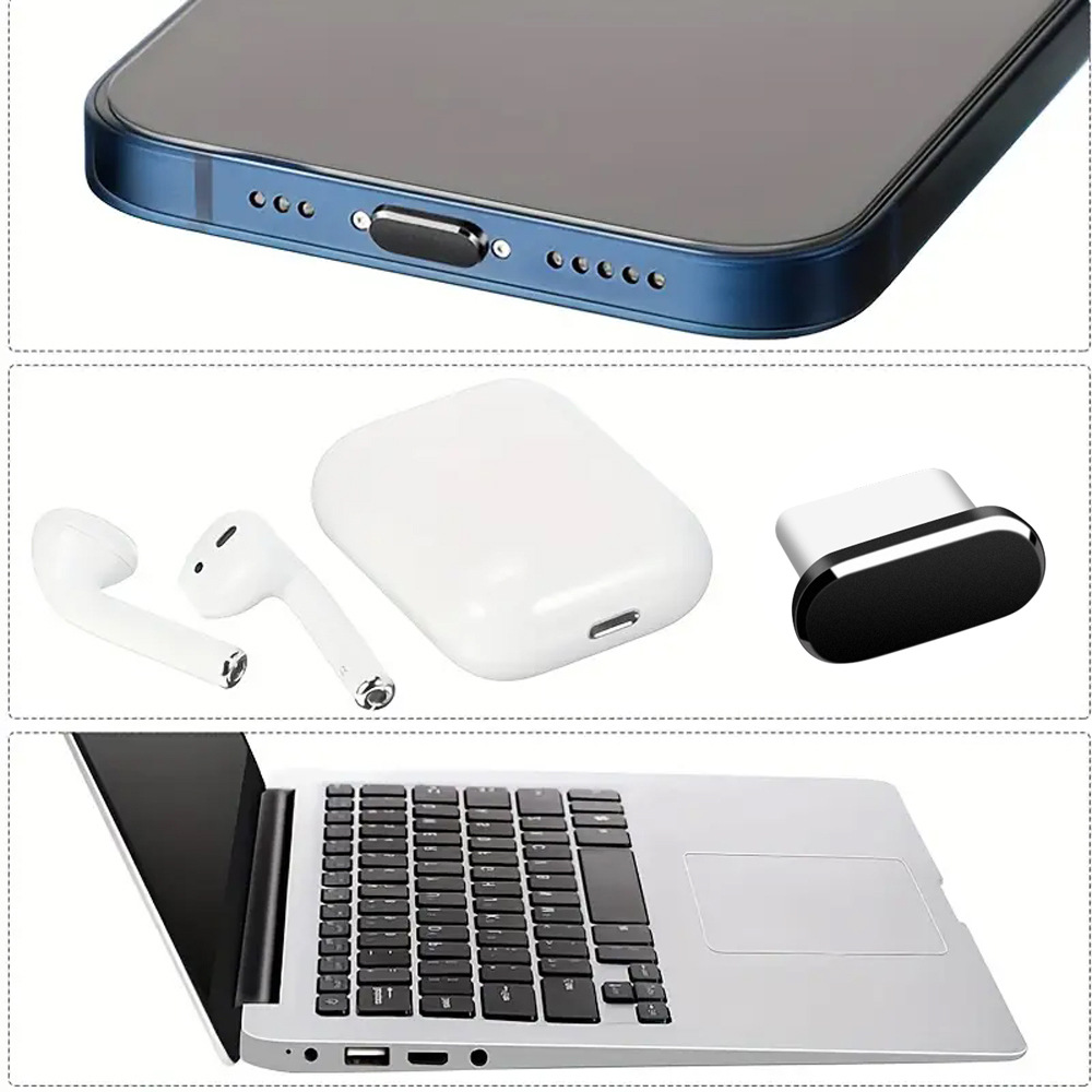 C port toz geçirmez set 16 parça Tip-C veri portu USB toz geçirmez fiş cep telefonu şarj portu metal toz geçirmez fiş