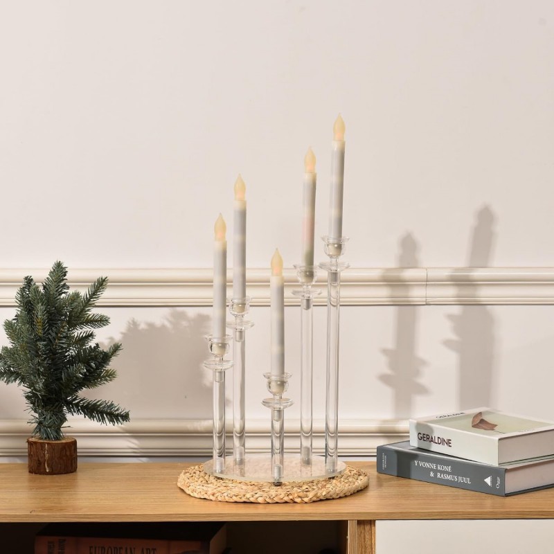 Candelaria transfronteriza de cinco cabezas para el comercio electrónico para el nuevo hotel de boda acrílico restaurante occidental fiesta de cumpleaños candelabros en el hogar