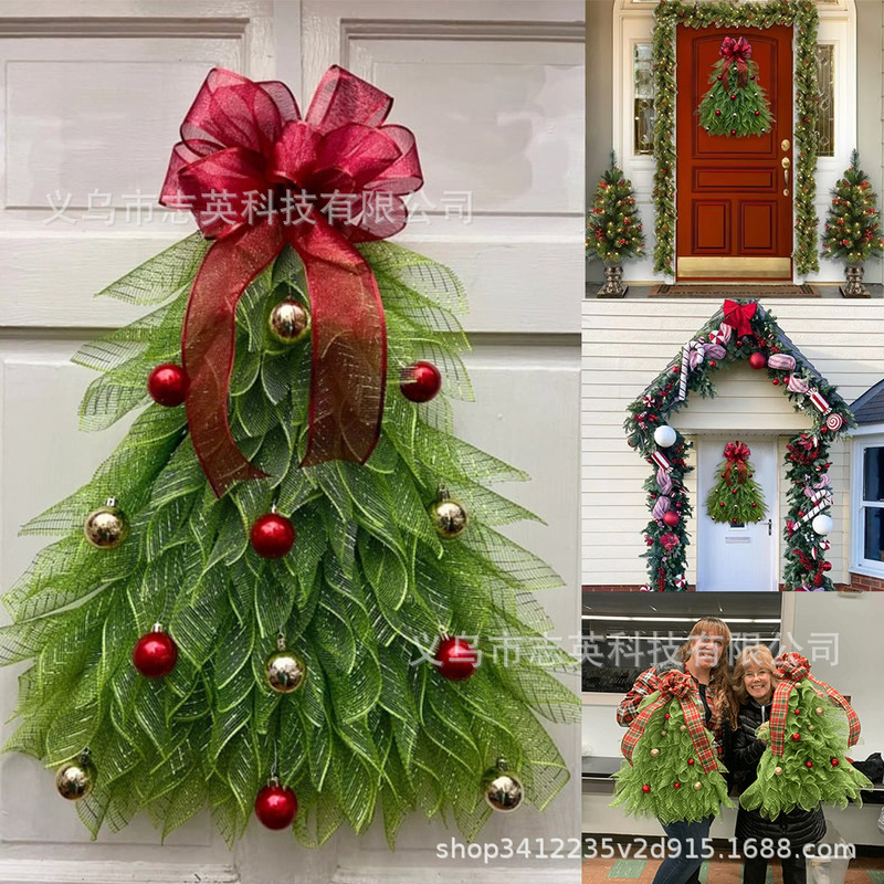 2024国境を越えた新製品クリスマスツリー花輪クリスマスツリーWreath前ドア配置装飾ドア掛け|undefined