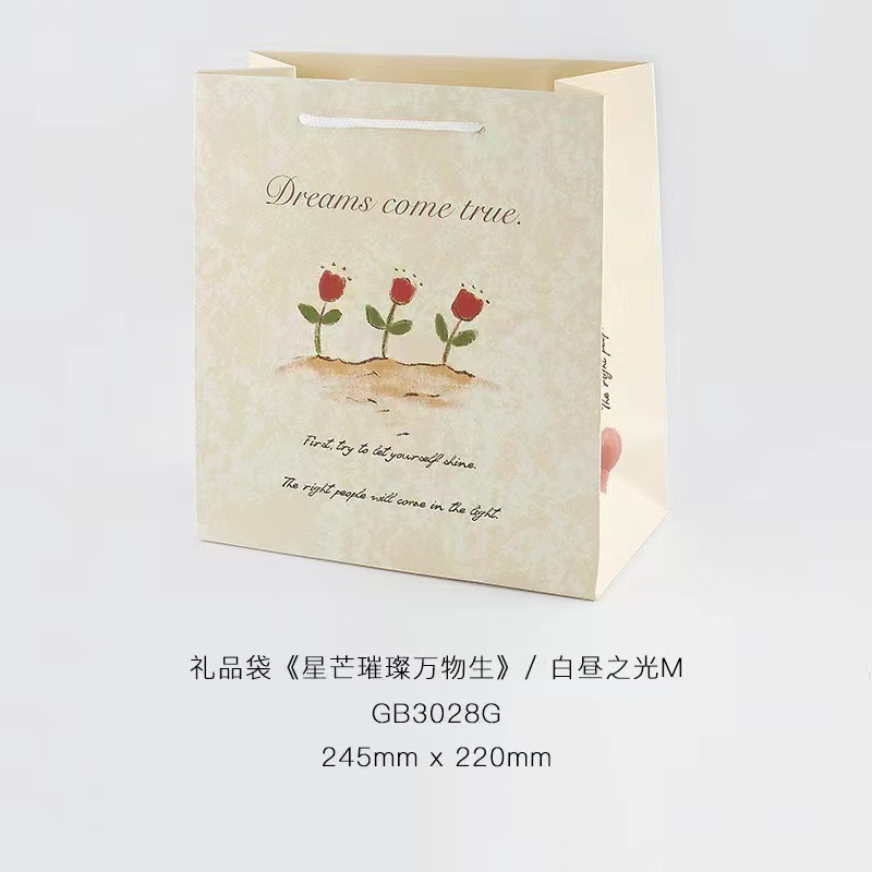 手绘文艺圣诞礼物手提袋星芒璀璨万物生辉玫瑰花伴手礼礼物高级感