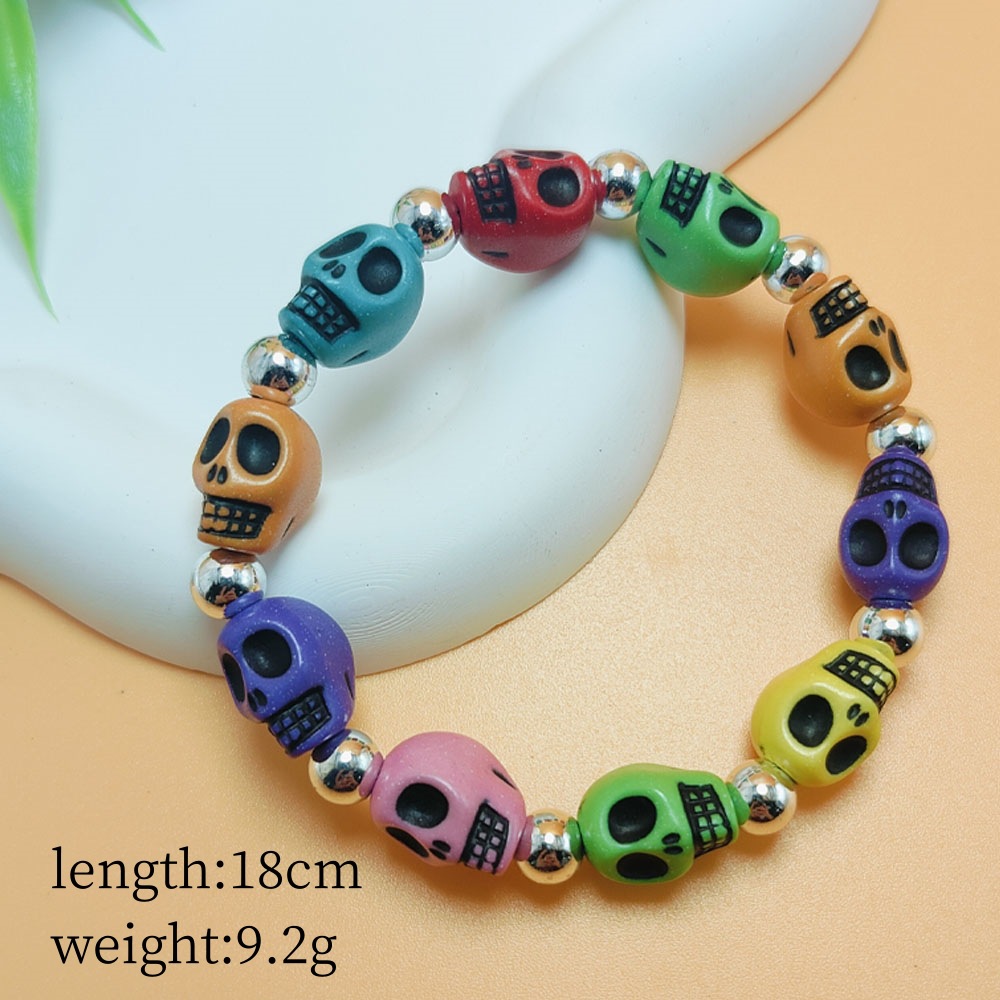 Unisex Gender Funny Skull Resin Beaded Bracelets Halloween Wholesale