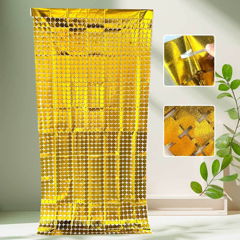 Cortina de seda de lluvia de cuadrado esmaltado aniversario atmósfera de la fiesta de cumpleaños decoración de fondo de la pared decoración de fondo de escenario