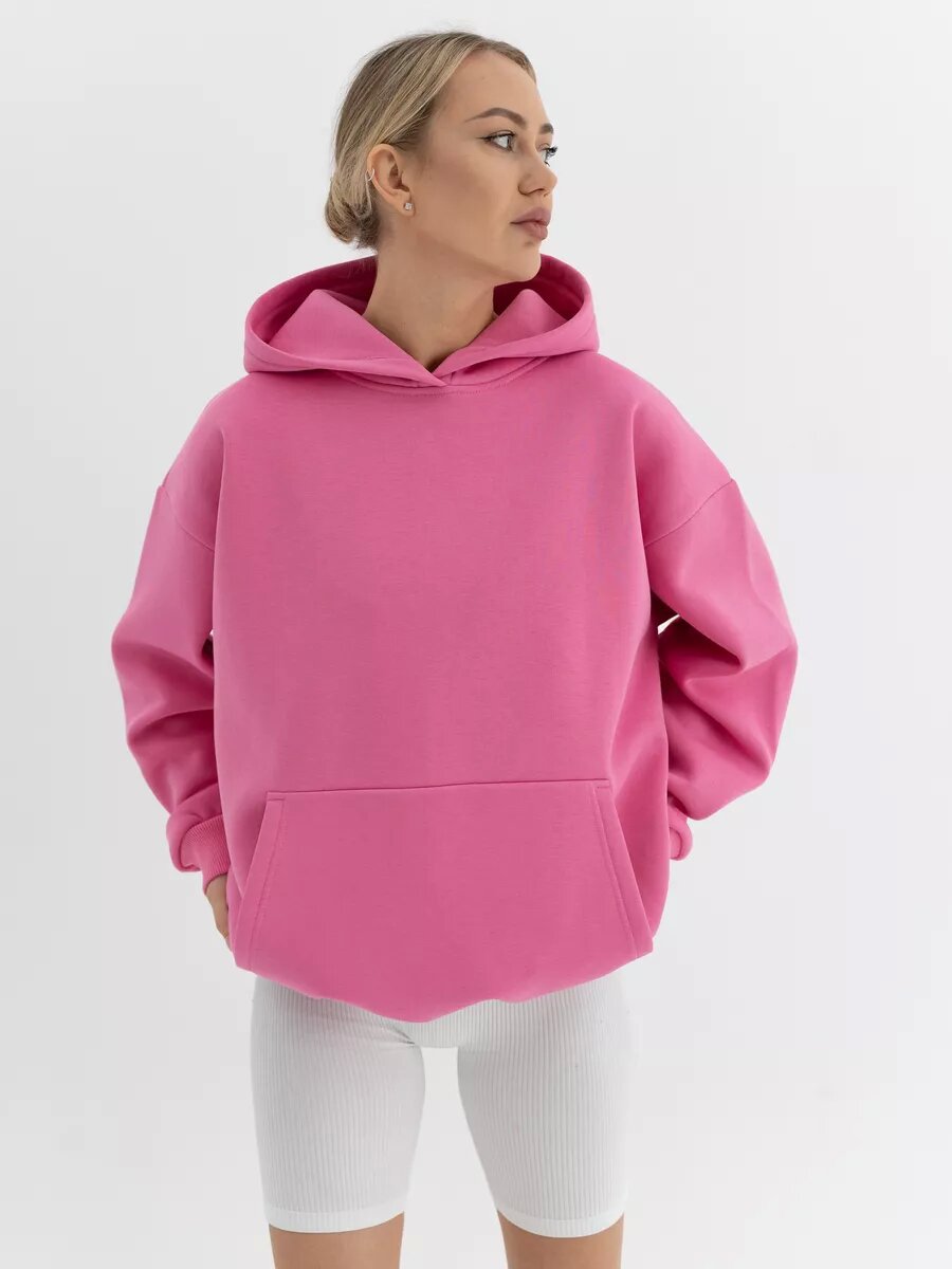 Women's Oversized Hooded Sweatshirt With Pockets And Long Sleeves_voghion.com