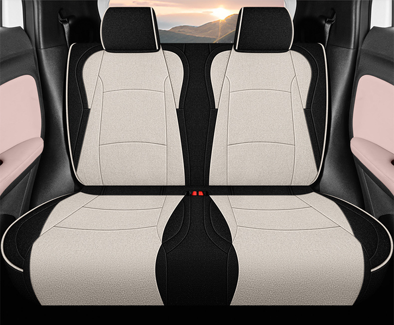 BYD Seagull Special Cotton and Linen Car Cushion Four Seasons Five Seats Fully Surrounded Women's Pink Seat Cover Summer Simple