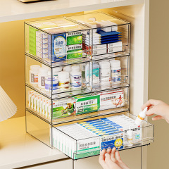 引き出し式薬箱家庭用重ね合わせ大容量薬整理箱防塵薬箱家庭常備薬収納箱