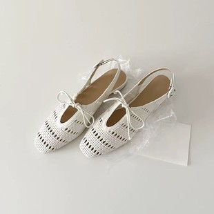 French Braided Hollow Toe Sandals for Women 2025 Summer New Versatile and Comfortable Bow-Knot Outer Beach Shoes