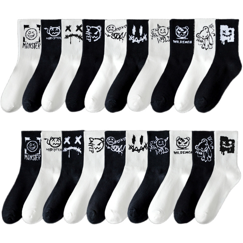 Klein calcetines de moda azul calcetines grandes C Placa de ajedrez estudiante de cuadros ins calcetines de moda a media pierna calcetines largos de otoño e invierno