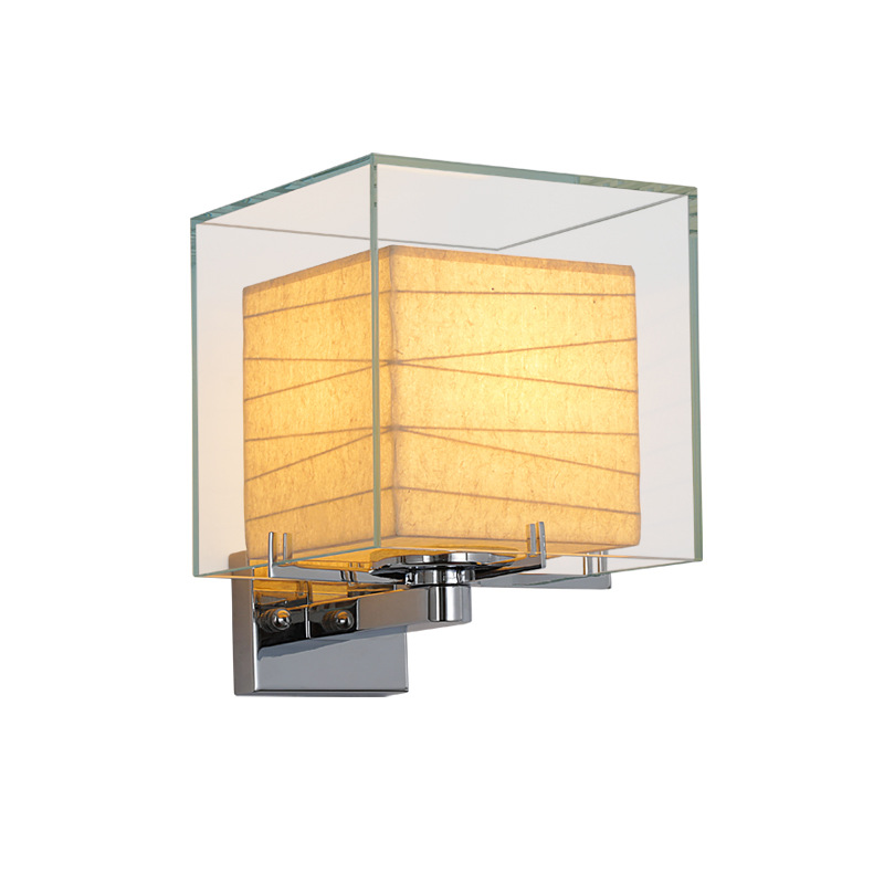 Luz de pared de cabecera retro japonesa diseño simple sensación de vidrio cuadrado pasillo lámpara de pared lujosa lámpara de pared 194L