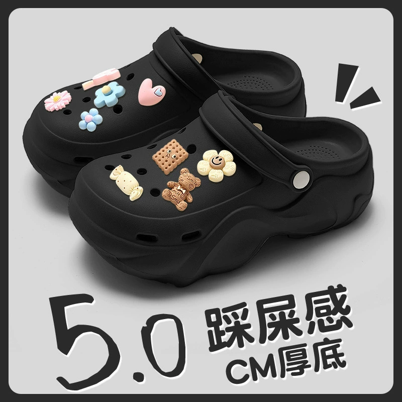 Absolutely Cute Croc Shoes Women's EVA Summer Outerwear 2024 New Beach Shoes Anti-Slip Anti-odor Thick Sole Heightening Drags