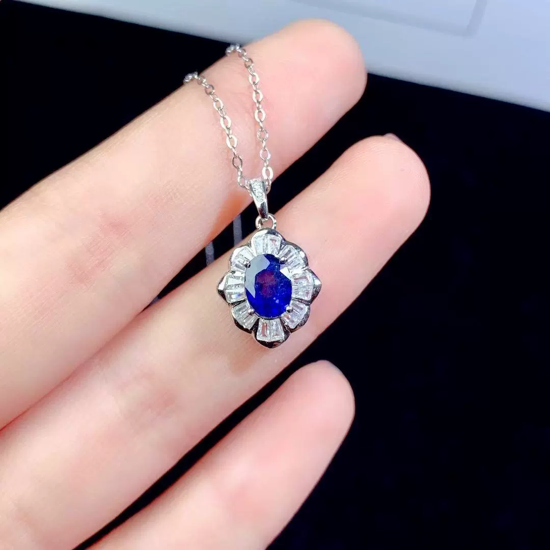 Подвеска из натурального сапфира, стерлинговое серебро 925 пробы, инкрустация, легкая роскошь, тяжелое мастерство, модные универсальные ювелирные изделия из драгоценных камней, цепочка на ключицу, оптовая продажа