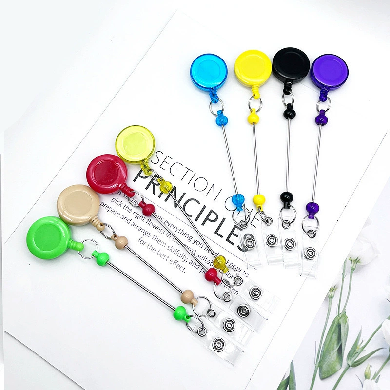 Cross -border new beading card sleeve telescopic can be pulled, DIY nurse breast card card key string buckle buckle buckle