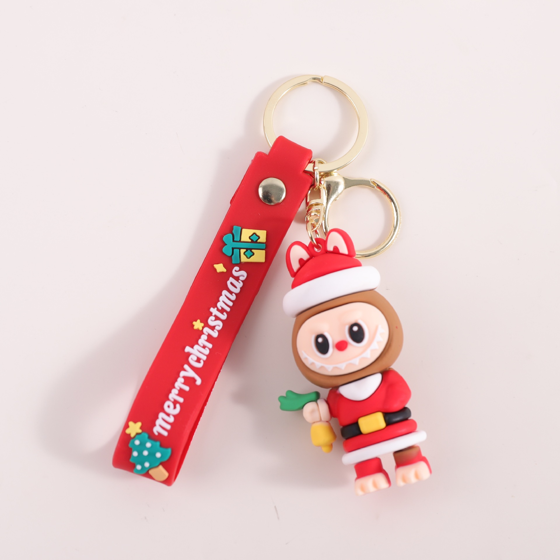 Navidad labubu colgante llavero muñeca dibujos animados pegamento suave labubu bolso pequeño colgante al por mayor