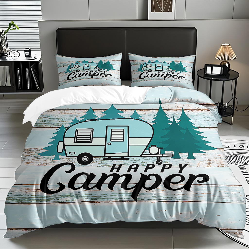 Ventas transfronterizas textiles caseros de ocio viento camping impresión digital abrasión quilt kit fuente de fábrica TEMU / JIT