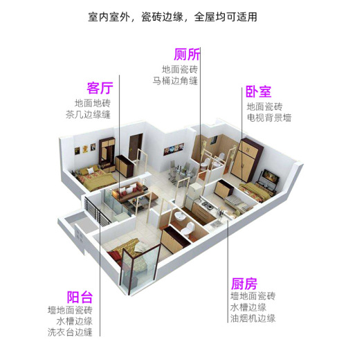 Sealing agent, special caulking agent for ceramic tiles and floor tiles, waterproof color caulking agent, edge sealing, bathroom real porcelain glue