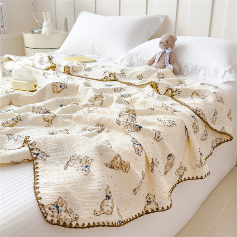 Classe A algodón de doble capa de hilo, manta de verano, manta de aire acondicionado de algodón delgada, manta de sofá dormitorio para cama image 25