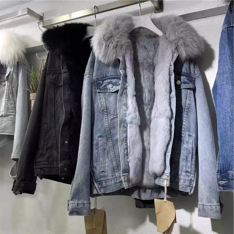 Warm denim short winter down jacket, Korean style