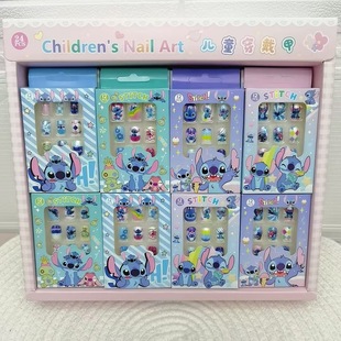 Cross-Border Stitch Children's Nail Stickers Cute Nail Art Stickers Removable Blue Rabbit Nail Stickers Cute Wearable Nail Batch
