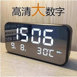 简约大数字电子时钟客厅电视柜台钟夜光静音闹钟表万年历温度