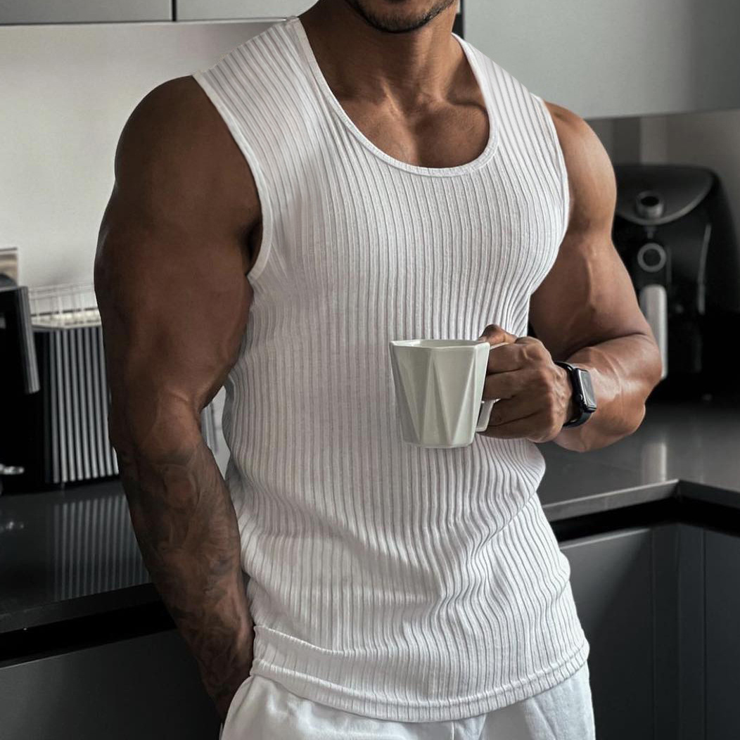 Men's Solid Color Simple Style Round Neck Sleeveless Regular Fit Men's Tops display picture 7